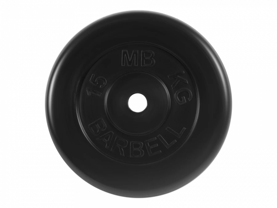 Standard Rubber Coated Weight Disc, Black, 26mm, 15kg