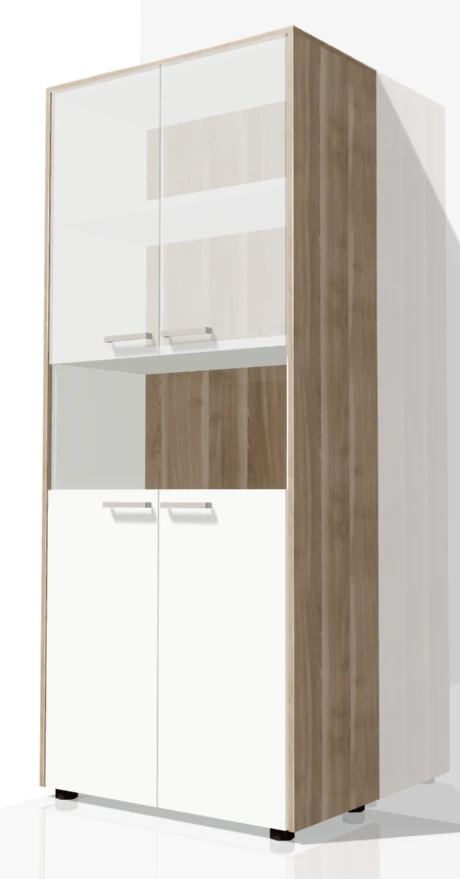 Wide Combined Office Cabinet with Niche and Glass, Art. MSHNS 02