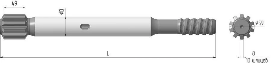 HLX 5 T38-45x500 Drill Rod Coupling for Perforators