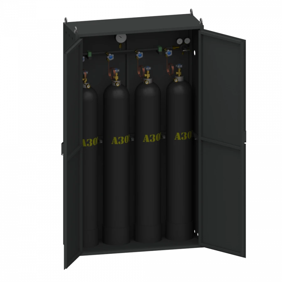 Nitrogen Discharge Ramp for Four Cylinders in Cabinet RRAz-4-Sh