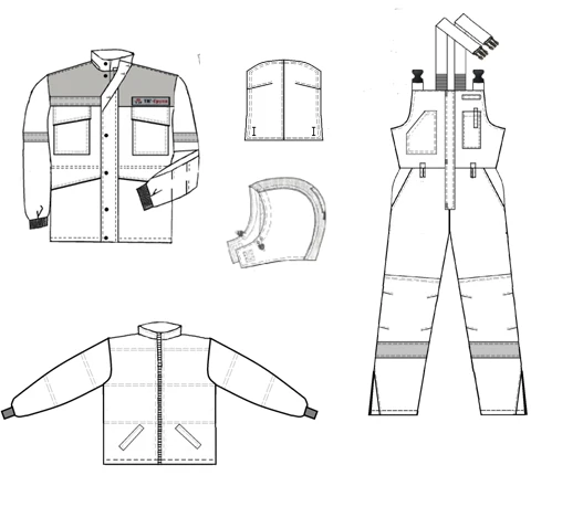 Men's Protective Suit (Jacket, Bib Overalls) for Low Temperature