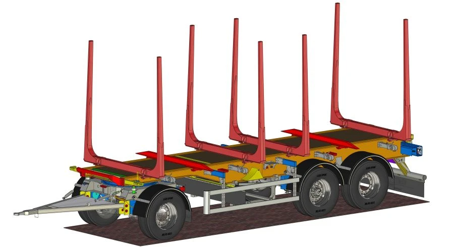 Three-Axle Log Transport Trailer TRA-363