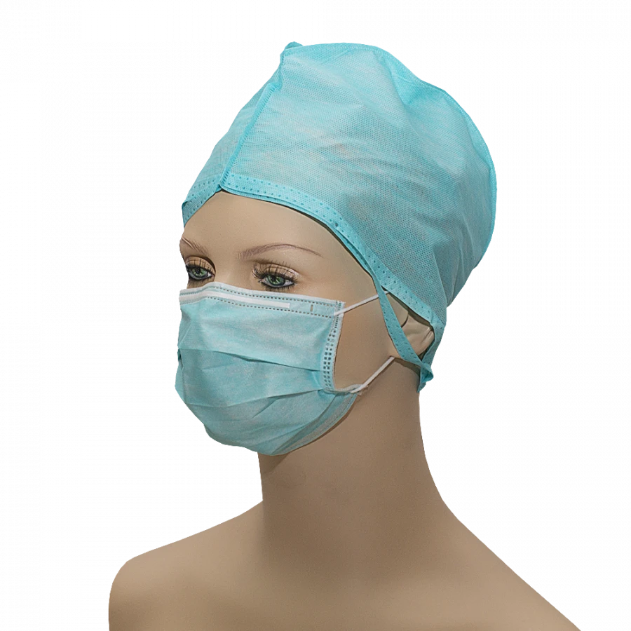Non-Sterile Medical Mask from Non-Woven Materials "HEKSA" (Three-Layer, Elastic, Turquoise)