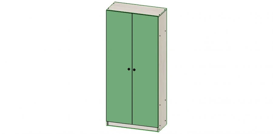 Wooden Wardrobe with Swing Doors and Hat Shelf, Art. No. 003/2019