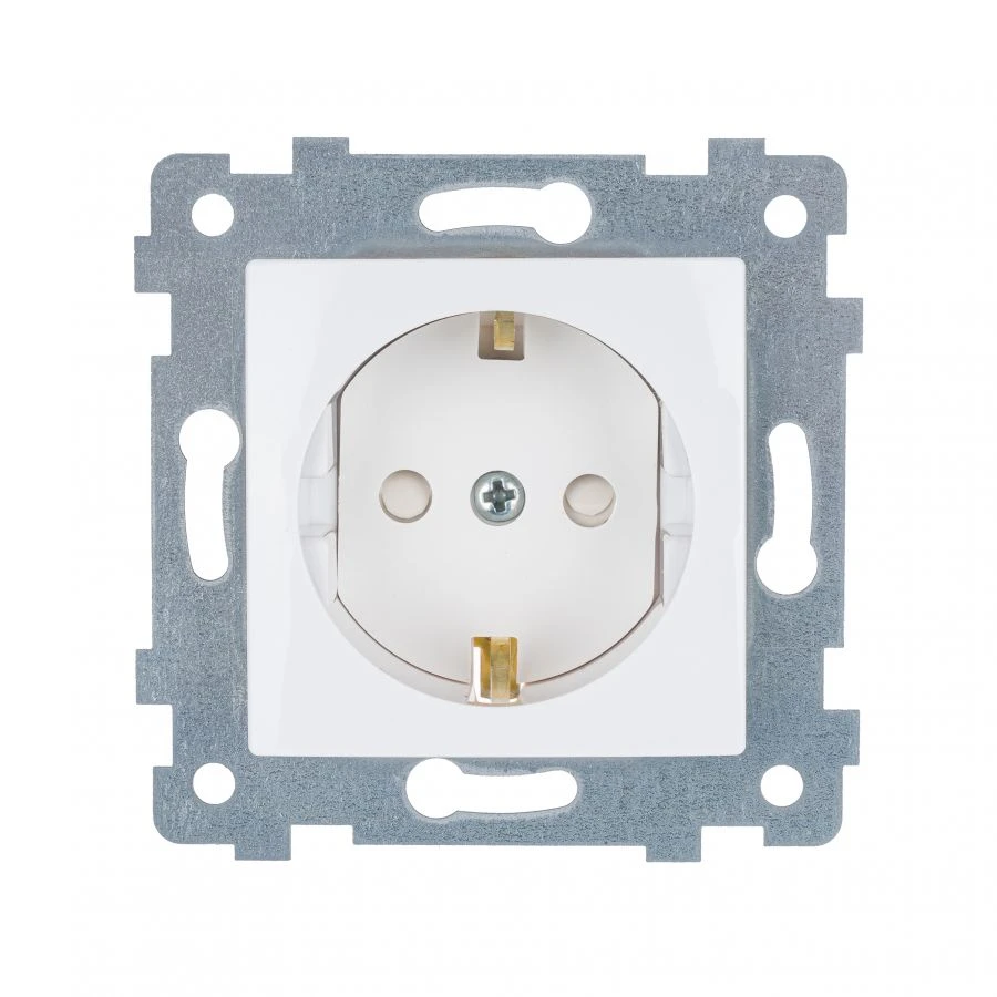 Hidden Socket Mechanism with Ground Contact and Protective Shutter, Model RS16-446, White