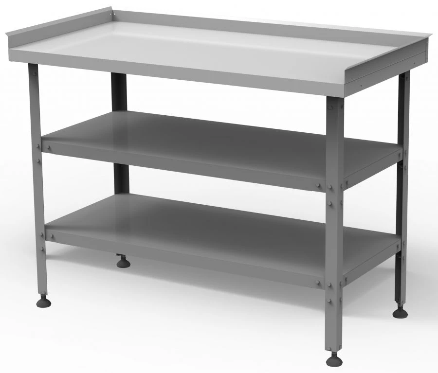 Food Processing Table with Three Edges, Two Shelves SRP-3-0.6/1.5-2P