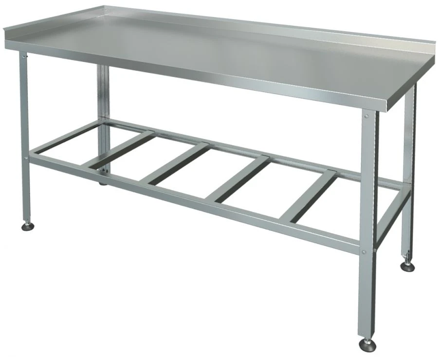 Food Processing Table with Two Edges, Rack Shelf SРП-2л-0,7/1,5