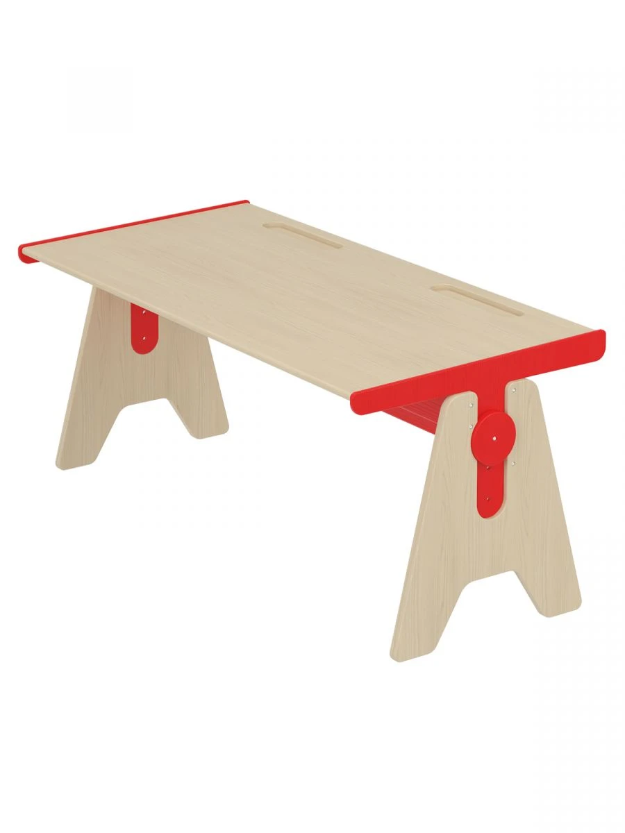 Adjustable Two-Seat Desk for Educational Spaces - Red