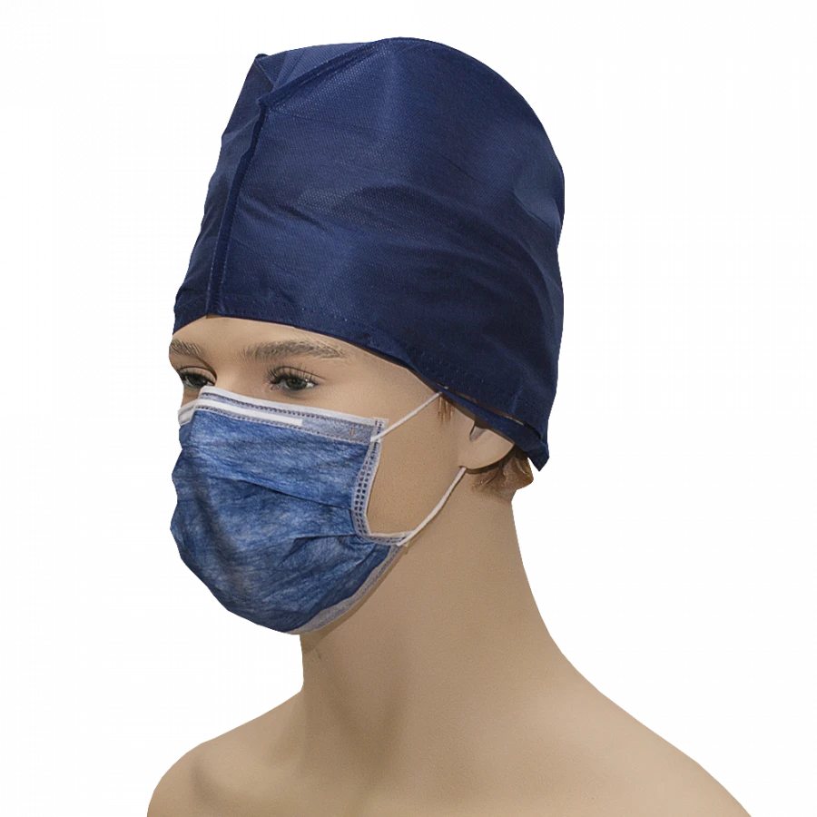Non-Sterile Medical Mask from Non-Woven Materials "HEKSA" (Three-Layer, Blue, Elastic Bands)