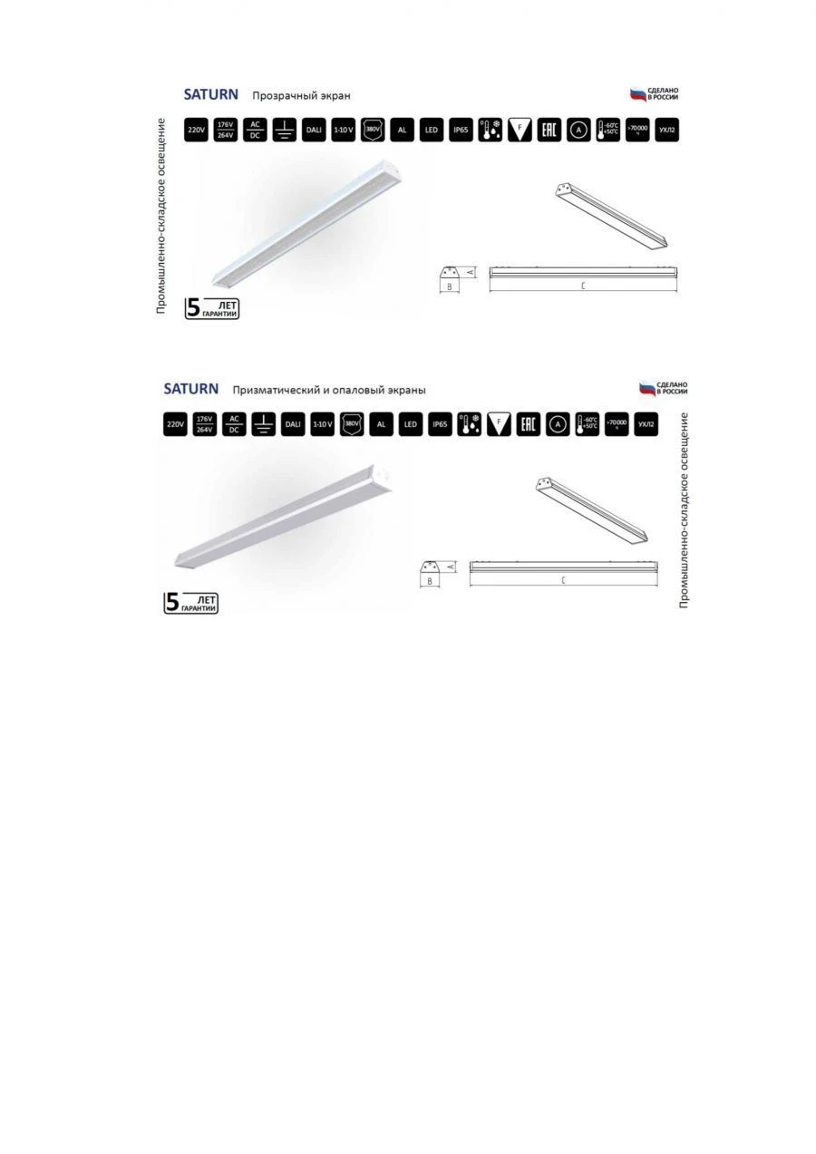 LED Industrial Light SATURN - Dust and Moisture Resistant
