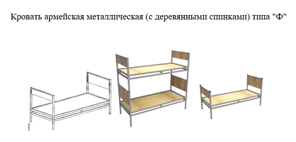 Metal Army Bed with Wooden Backs, Type "F" - EcoMet