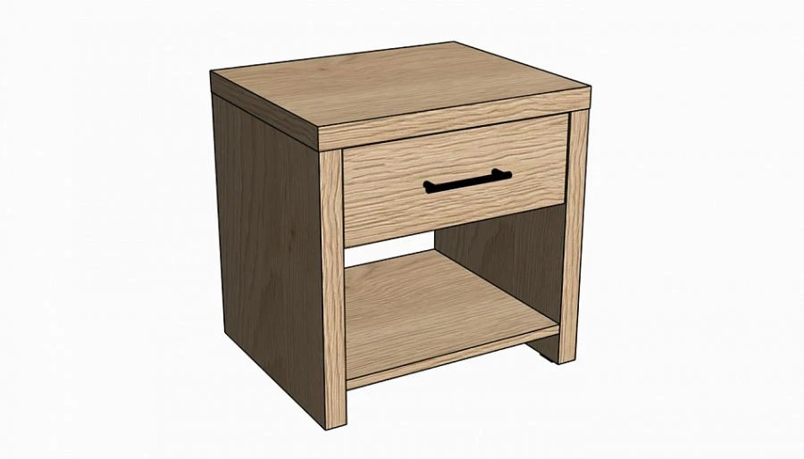 Nightstand with Drawer - 38mm Thick Top and Sides