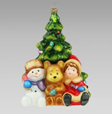 Handmade Glass Christmas Ornament "Three of Us Under the Tree