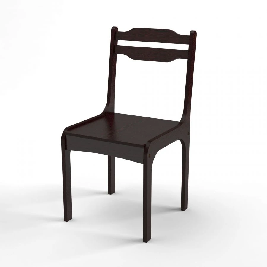 Durable Wooden Chair "Lada", Dark Walnut Color, Hard Seat