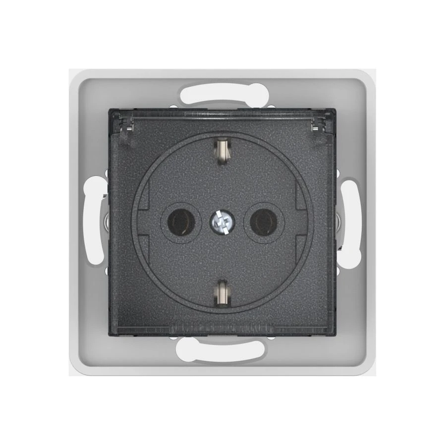 CADUCEUS ALING PRESTIGE Graphite Wall Socket with Grounding 16A, 250V, No Shutters, Cover, Plastic Base