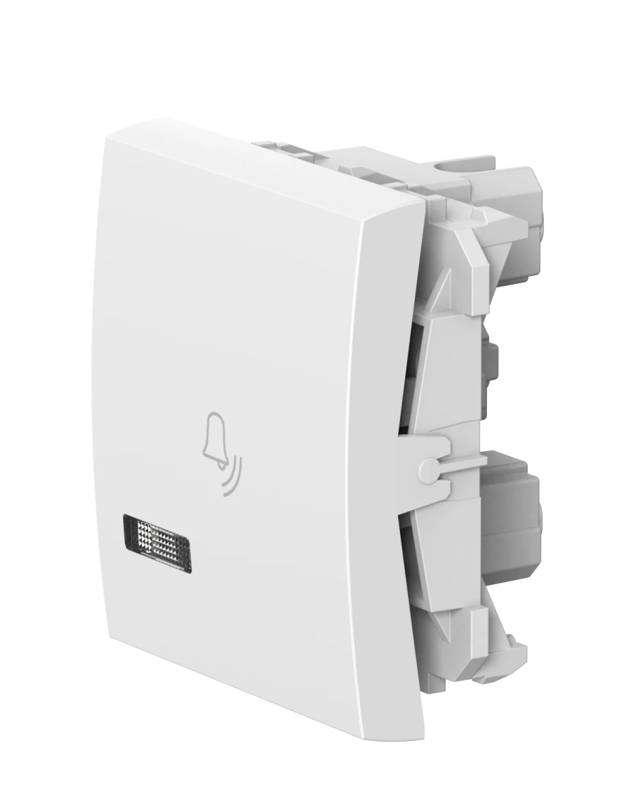 Hidden Installation Button Switch with Indication, 10A, 250V AC, White, Model 6600I