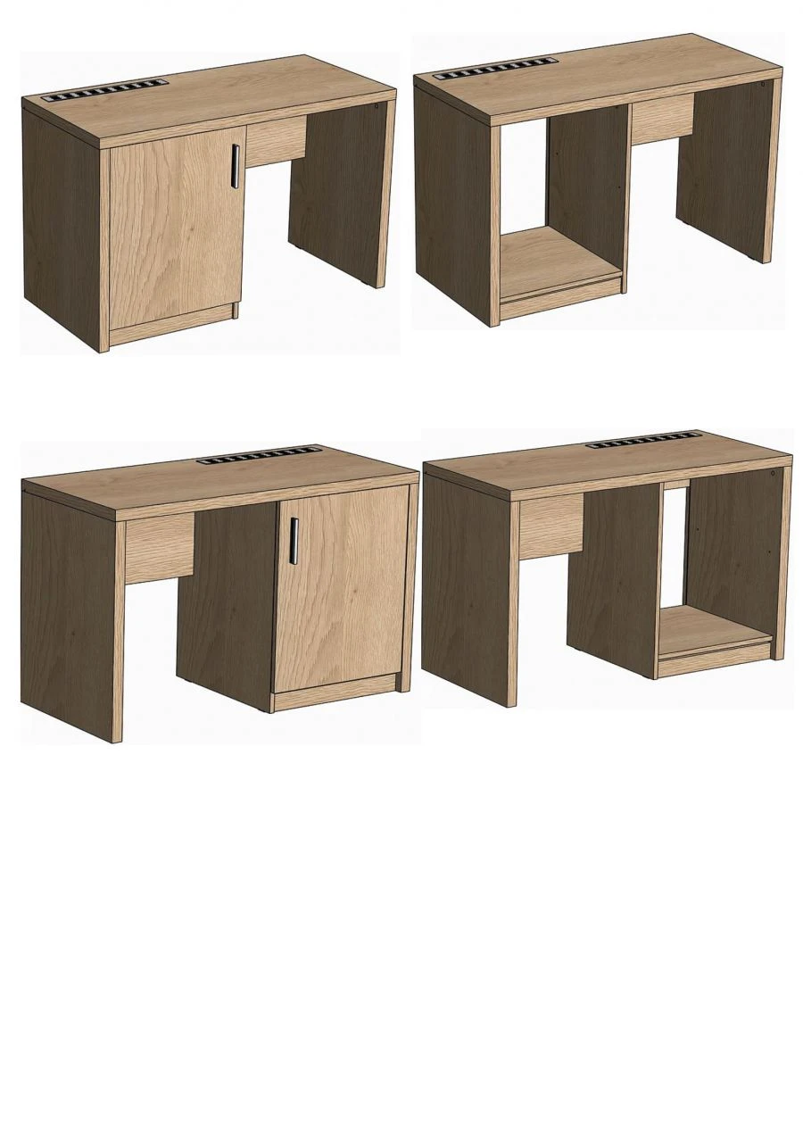 Black Writing Desk with Mini Bar Cabinet "MNC 03/04" (Right/Left)