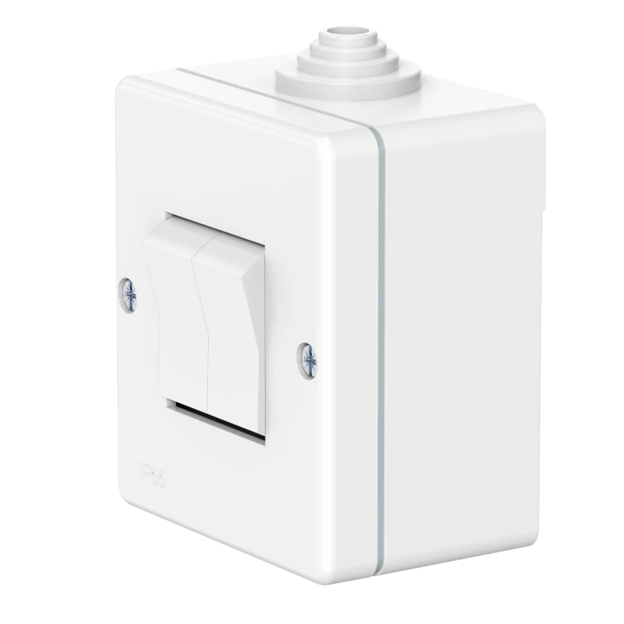 CADUCEUS ALING OG Double Switch for Open Wiring 10A, 250V~, IP55, White, Art. 212