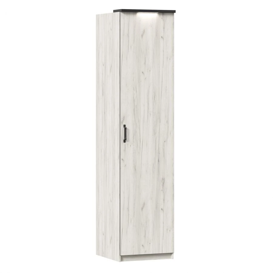 Single Door Wardrobe (Body) in White Craft Oak/Black - Techno LD.678150.000