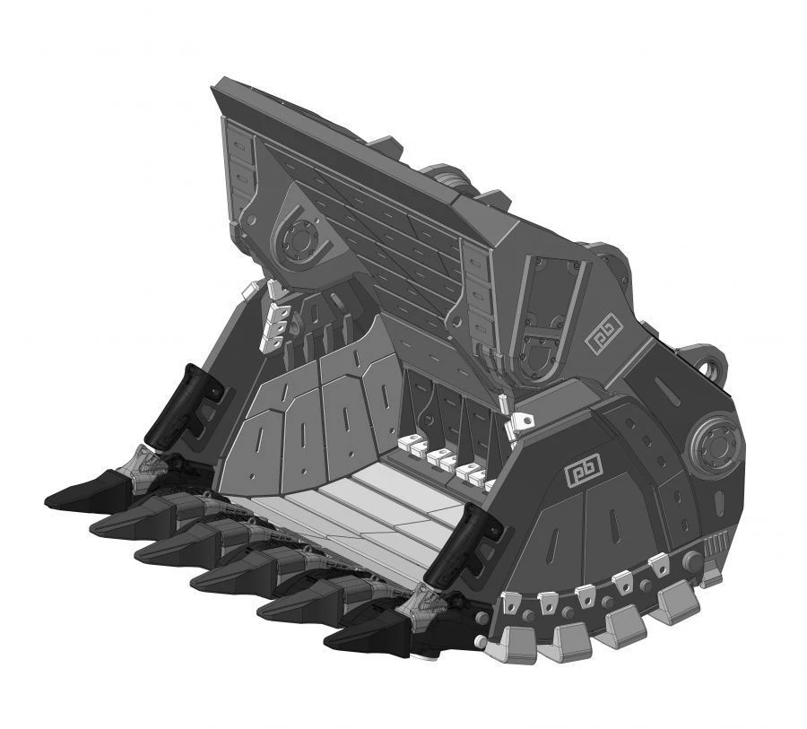 RH-120E 15m³ Excavator Bucket with Teeth and Attachments