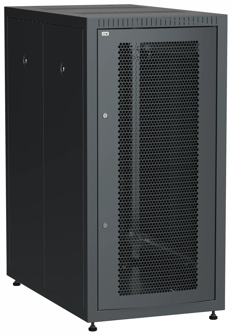 LINEA E 24U Floor Cabinet 600x1000mm with 2 Doors, Perforated and Metal, LE05-24U61-PM