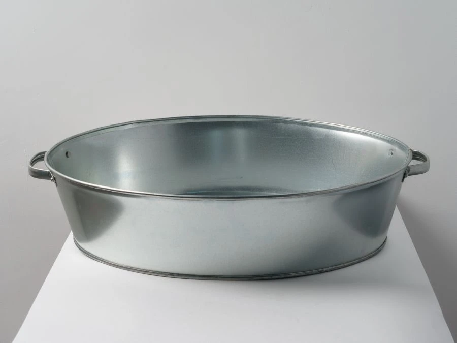 Oval Basin 13L - Galvanized Steel with Riveted Handles