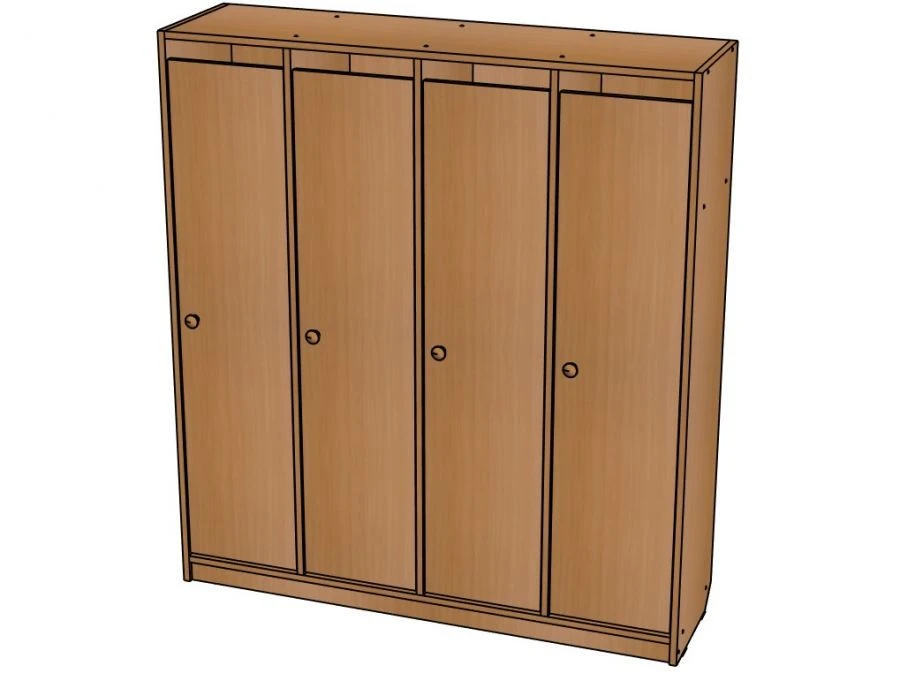 Four-Section Wardrobe for Clothing Storage - Model ШД16