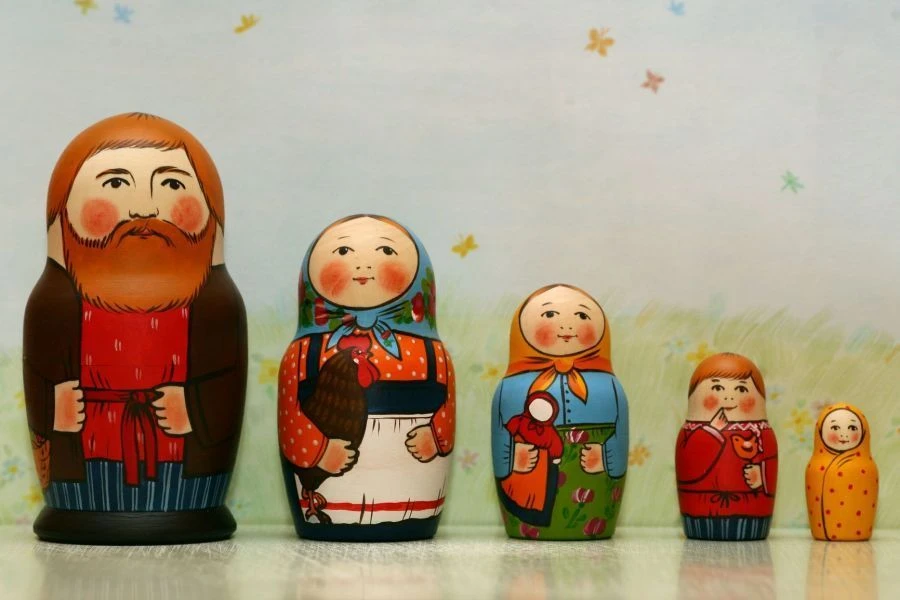 Matryoshka "Family" - 14cm Wooden Nesting Dolls