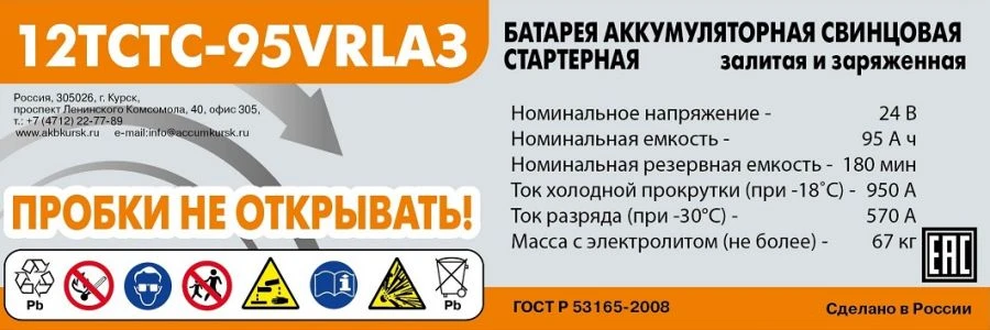 Sealed Lead-Acid Starter Battery 12TSTC – 95VRLA (VRLAZ)