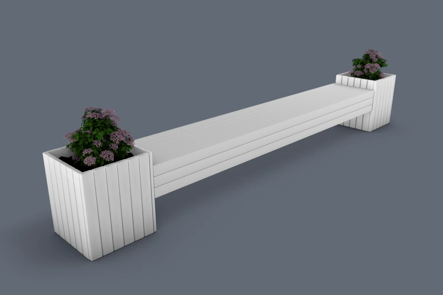 Straight Bench with 2 Planters 3m