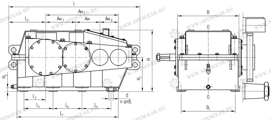 Horizontal Three-Stage Cylindrical Gear Reducer C2-750SPSh