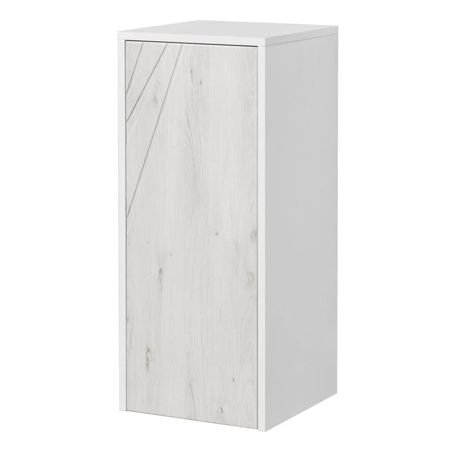 Aquaton Sakura Wall-Mounted Cabinet with Laundry Basket, White Gloss