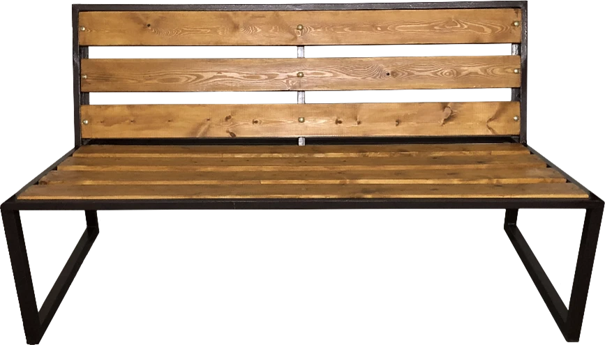 Durable Pine Wood Bench with Steel Frame