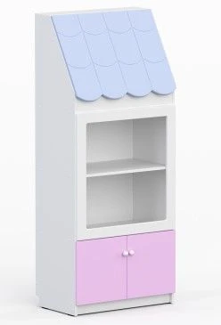 High Cabinet with Window for Kindergartens - Model 2 "Houses