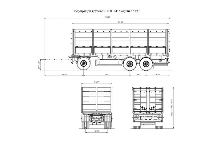 Tonar 85797 Dump Trailer for Construction Transport