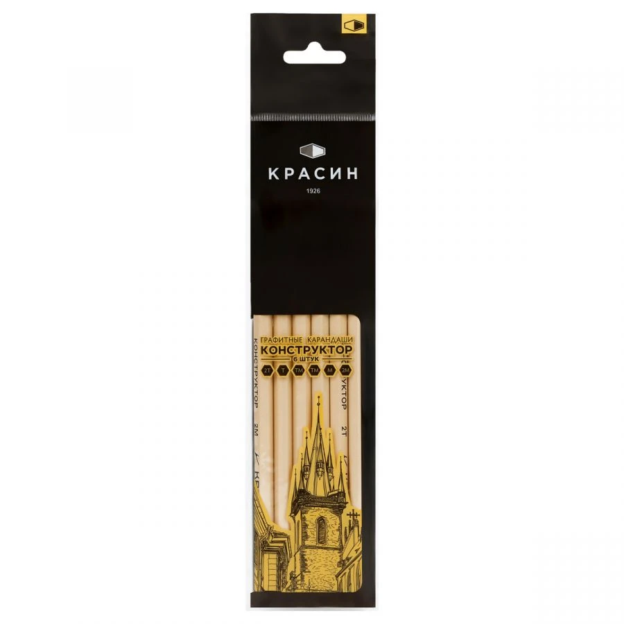 Krasin "Constructor" Graphite Pencil Set, Hexagonal, Lacquered Body