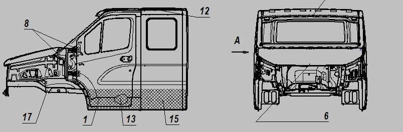 UD2R22-5000014 Double Row Cabin, Painted Without Upholstery for Ural-Next