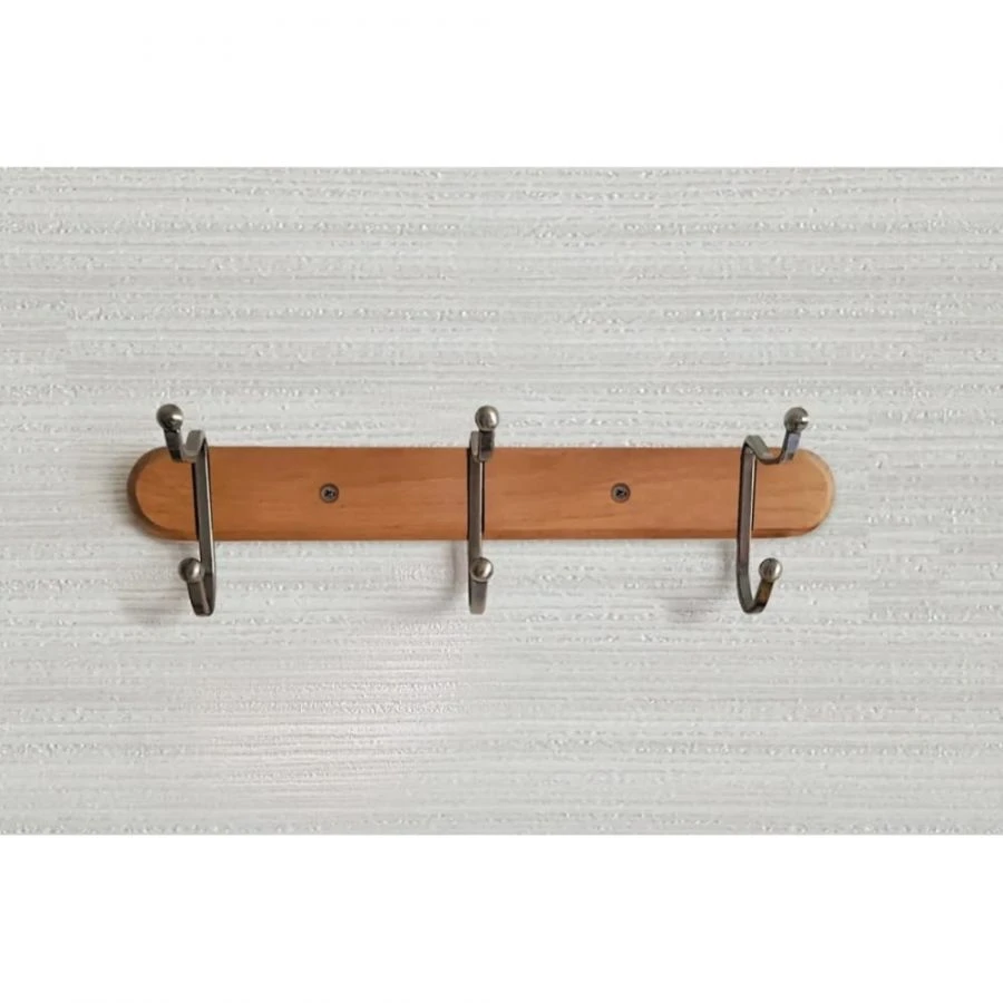 Wall-mounted coat rack with 3 hooks