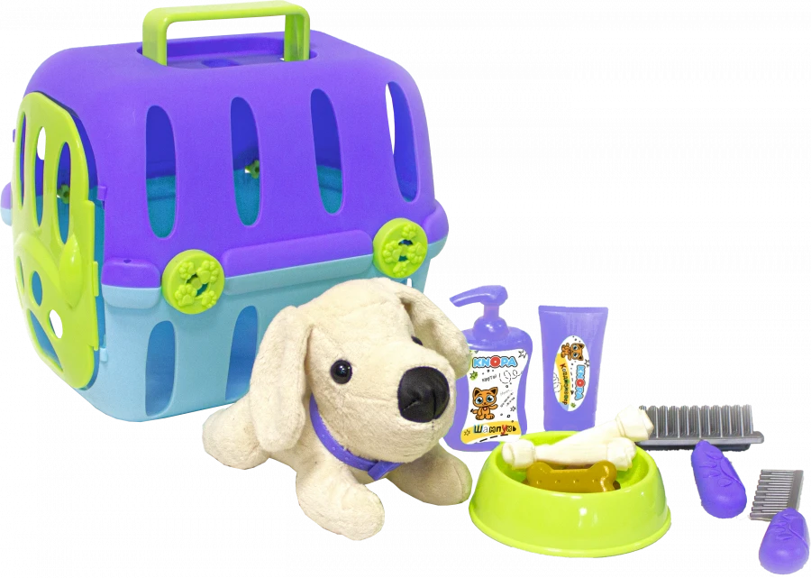 Toy Carry Case with Plush Dog - Little Friend Set, Knopa 1/4