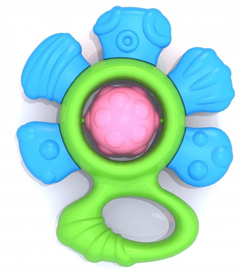 Flower Rattle Toy (Blue-Green) with Header Bag