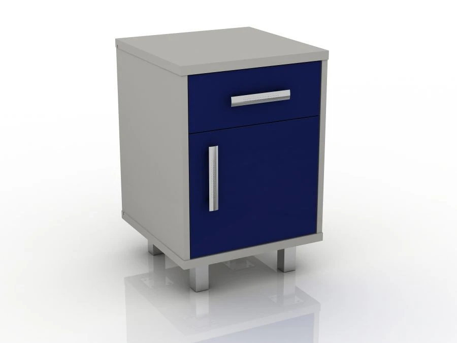 Bedside Cabinet with Drawer and Shelf, Model 106-004-9, 450x450x660 mm