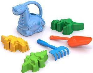 Dinosaur Sand Play Set #89 (3 Molds, Watering Can, Rake, Shovel)