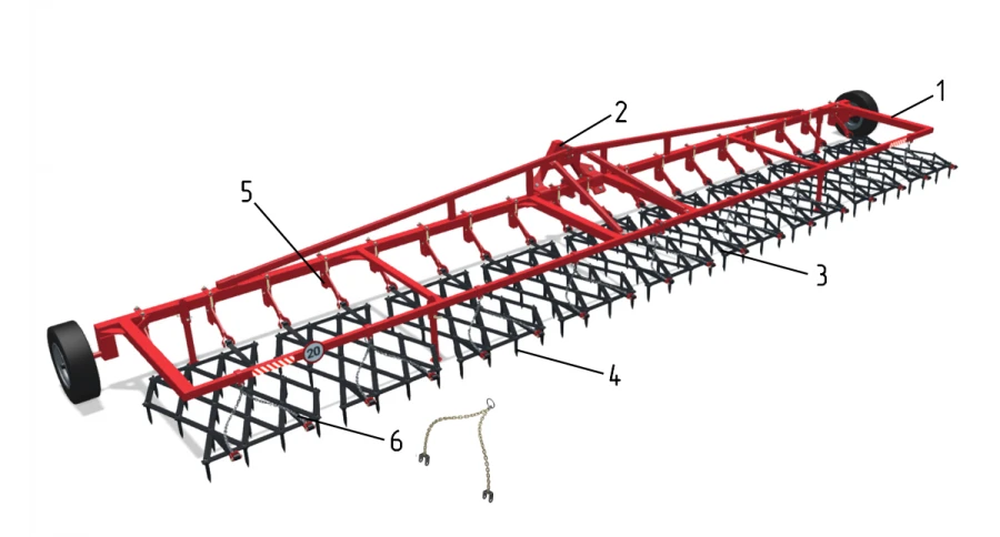 BNZ-9 Tooth Harrow for Agricultural Soil Preparation