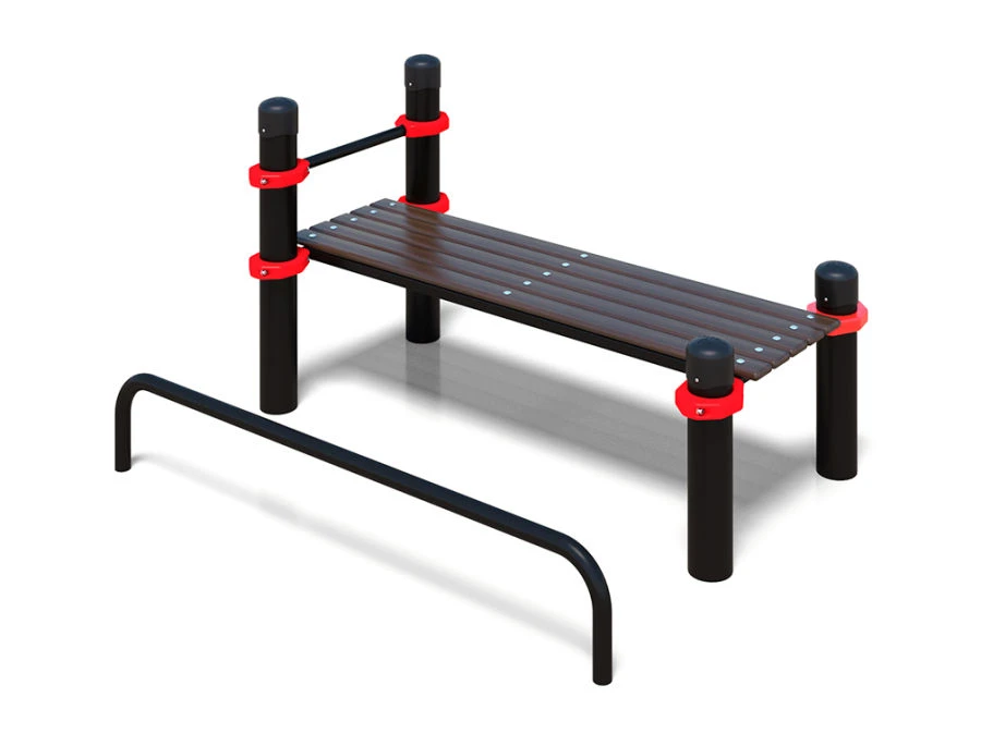 Outdoor Press Bench with Leg Support and Crossbar