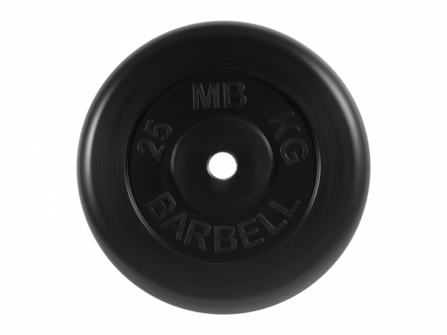 Rubber Coated Standard Disc 25 kg, 26 mm, Black MB-PltB26-25