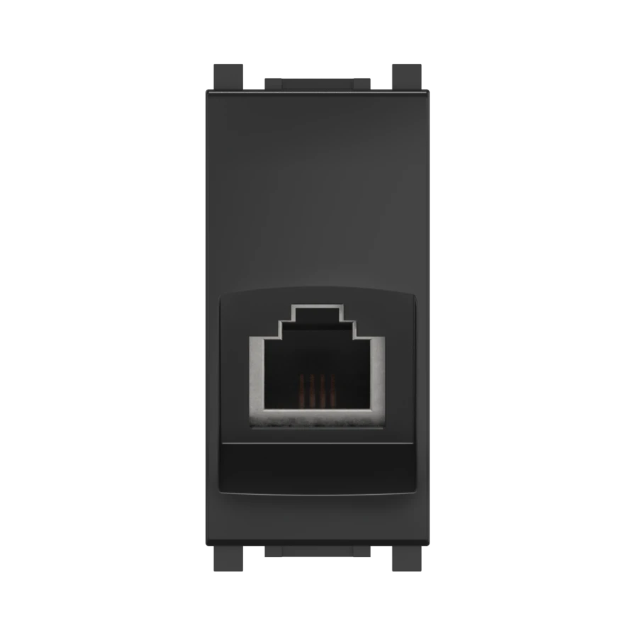 CADUCEUS ALING Experience Hidden Installation RJ12 Telephone Socket 6P4C Cat.3, 1M, Black (Soft Touch) - Art. 74211.E1