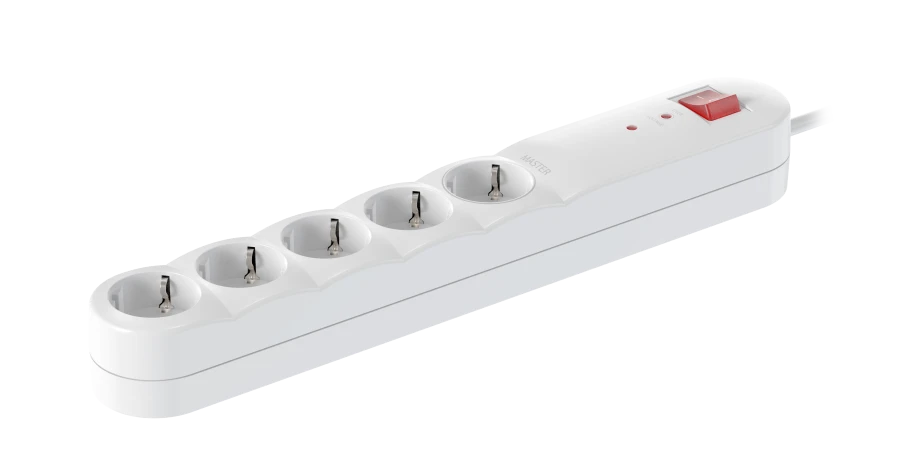 Network Filter Extension Cord 5x16A with Switch 2.3kW, 250V~, 1.5m, White, Art. 44701.0