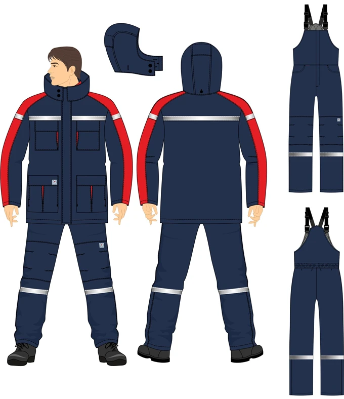 Men's Protective Suit Against Electric Arc Thermal Risks and Low Temperatures