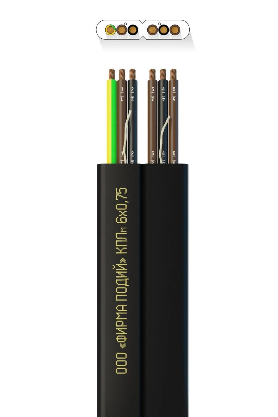 Flat Elevator Cable KPЛм 6x0.75 - Frost Resistant