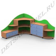 Corner Nature Shelf with Open Shelves and Pull-Out Drawers